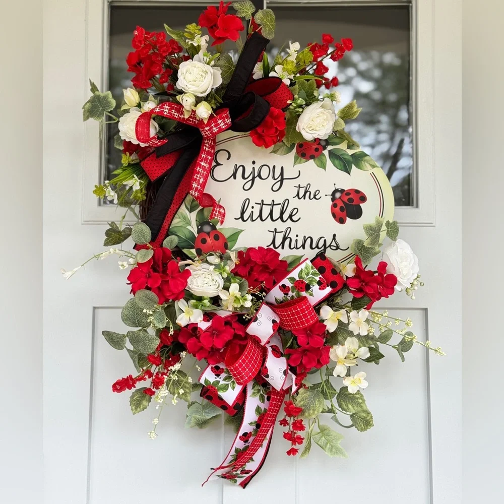 Enjoy The Little Things Ladybug Wreath